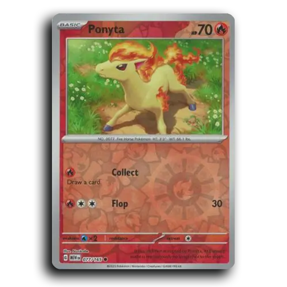 Ponyta 077/165 151 Common Pokemon Card TCG Near Mint NM Reverse Holo