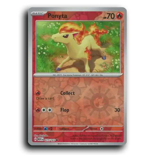 Ponyta 077/165 151 Common Pokemon Card TCG Near Mint NM Reverse Holo
