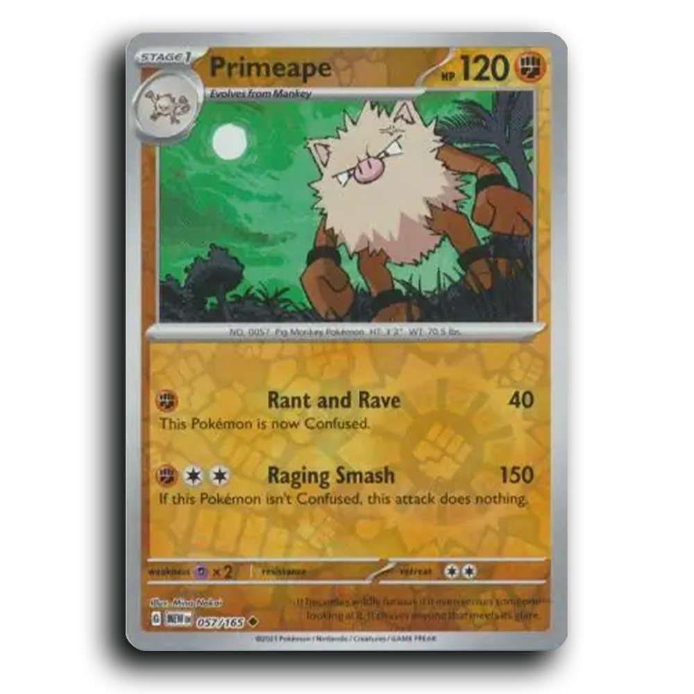 Primeape 057/165 151 Uncommon Pokemon Card TCG Reverse Holo