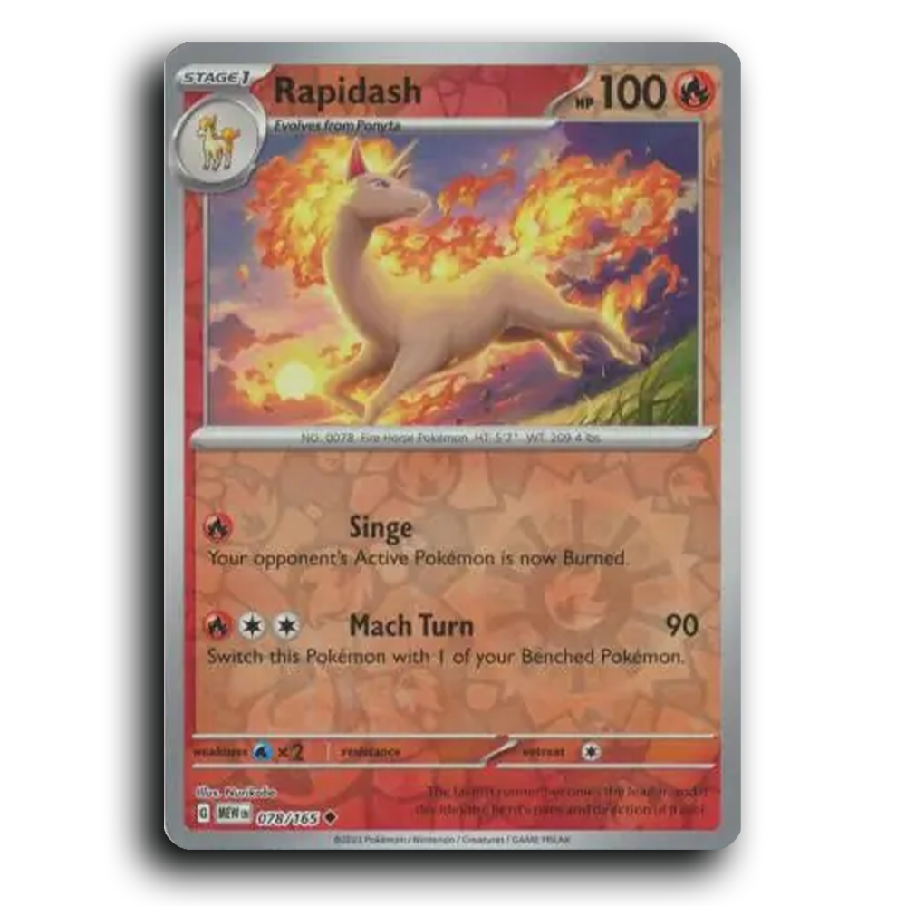 Rapidash 078/165 151 Uncommon Pokemon Card TCG Near Mint NM Reverse Holo