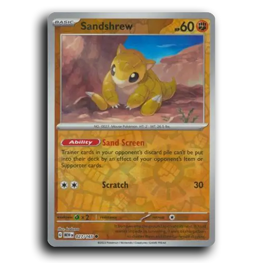 Sandshrew 027/165 151 Common Pokemon Card TCG Reverse Holo