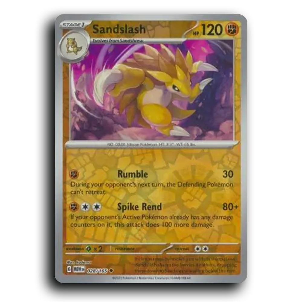 Sandslash 028/165 151 Uncommon Pokemon Card TCG Reverse Holo