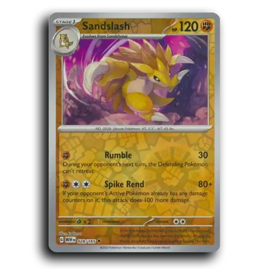 Sandslash 028/165 151 Uncommon Pokemon Card TCG Reverse Holo