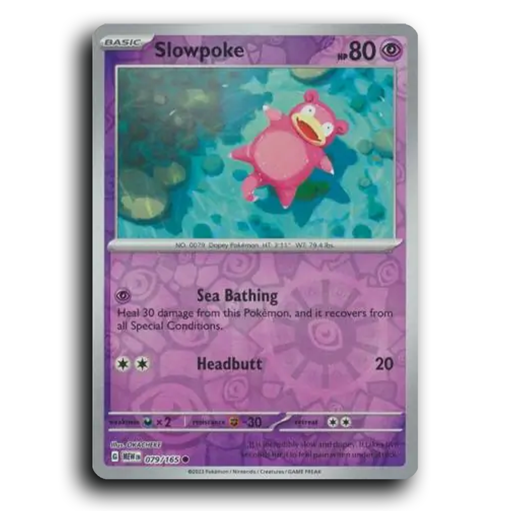 Slowpoke 079/165 151 Common Pokemon Card TCG Near Mint NM Reverse Holo