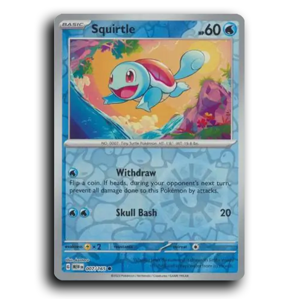 Squirtle 007/165 151 Common Pokemon Card TCG Reverse Holo
