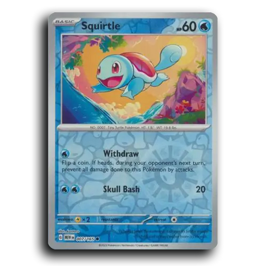 Squirtle 007/165 151 Common Pokemon Card TCG Reverse Holo