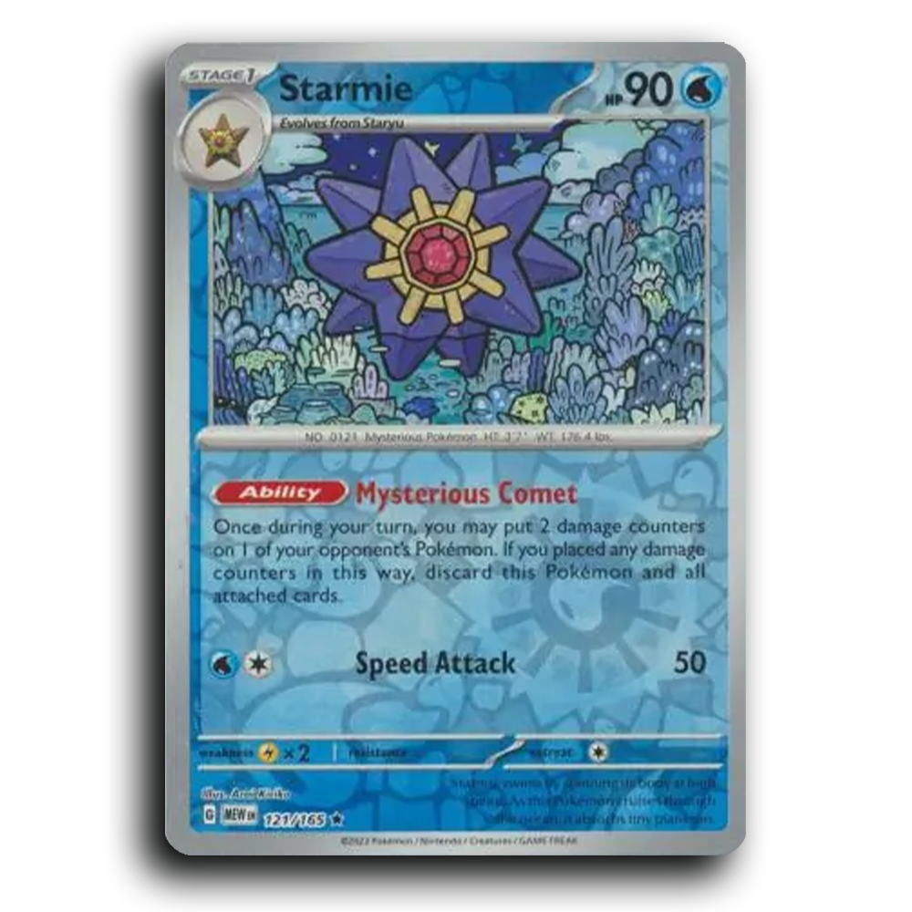 Starmie 121/165 151 Rare Pokemon Card TCG Near Mint NM Reverse Holo
