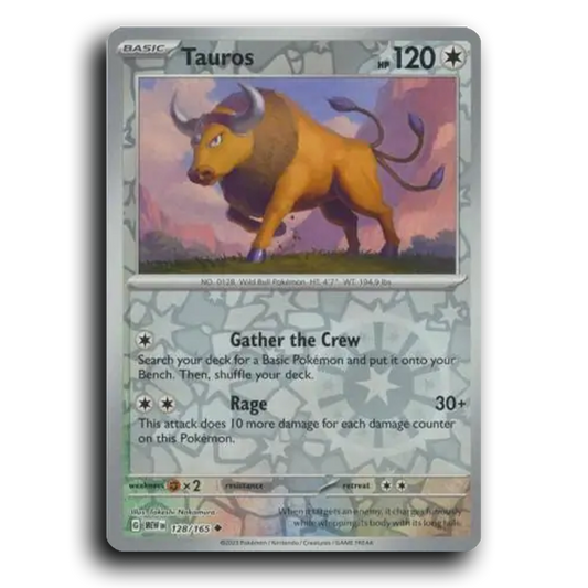 Tauros 128/165 151 Uncommon Pokemon Card TCG Near Mint NM Reverse Holo