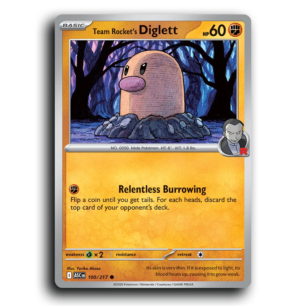 Team Rocket's Diglett 100/217 Ascended Heroes Common Pokemon Card TCG Near Mint NM