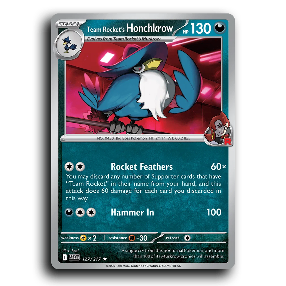 Team Rocket's Honchkrow 127/217 Ascended Heroes Rare Pokemon Card TCG Near Mint NM Holofoil