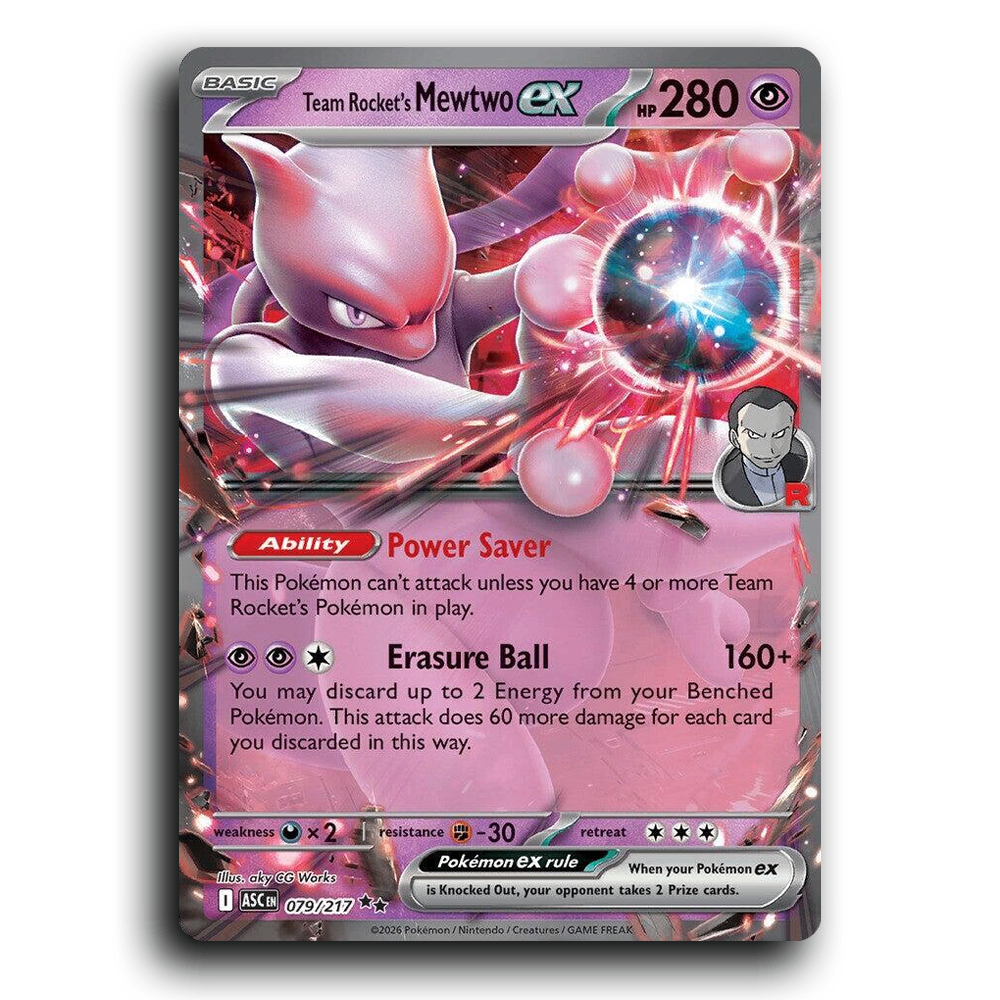 Team Rocket's Mewtwo ex 081/182 Ascended Heroes Double Rare Pokemon Card TCG Near Mint NM Holofoil