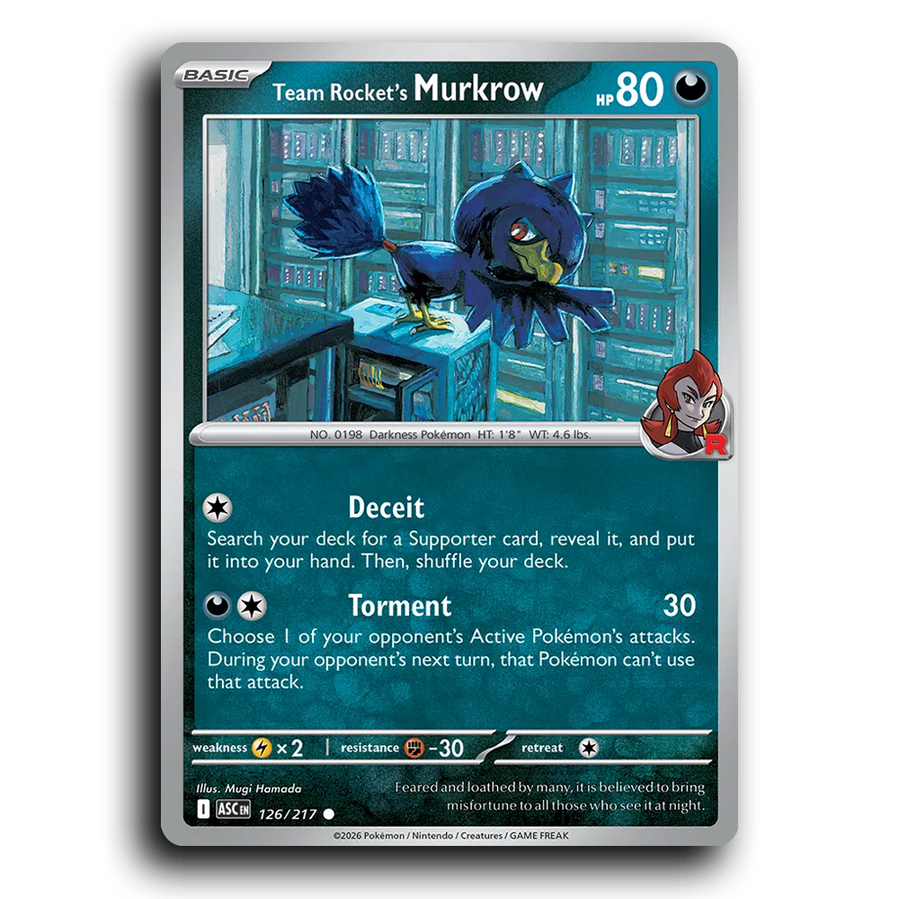 Team Rocket's Murkrow 126/217 Ascended Heroes Common Pokemon Card TCG Near Mint NM
