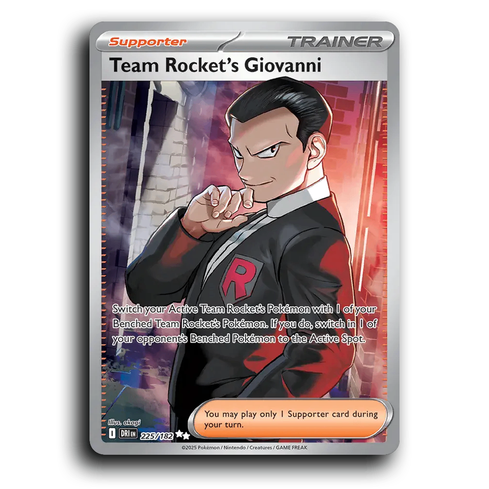 Team Rocket's Giovanni 225/182 Destined Rivals Ultra Rare Pokemon Card TCG Holofoil