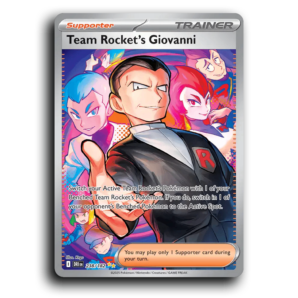 Team Rocket's Giovanni 238/182 Destined Rivals Special Illustration Rare Pokemon Card TCG Holofoil