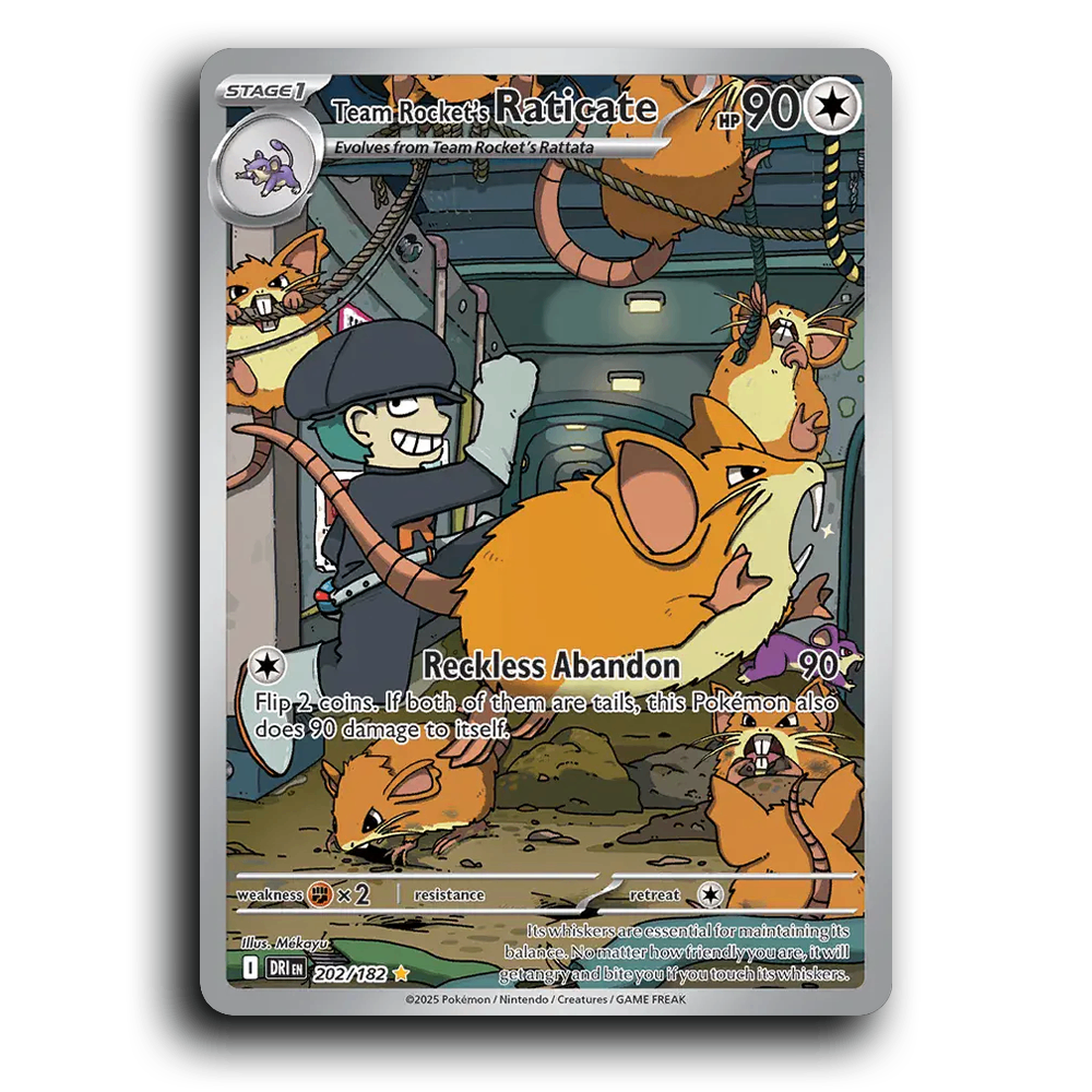 Team Rockets Raticate 202/182 Destined Rivals Illustration Rare Pokemon Card TCG Holofoil