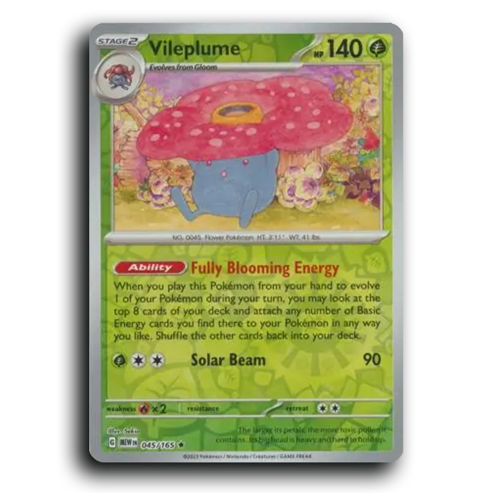 Vileplume 045/165 151 Rare Pokemon Card TCG Reverse Holo