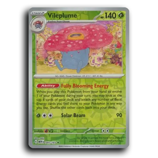 Vileplume 045/165 151 Rare Pokemon Card TCG Reverse Holo