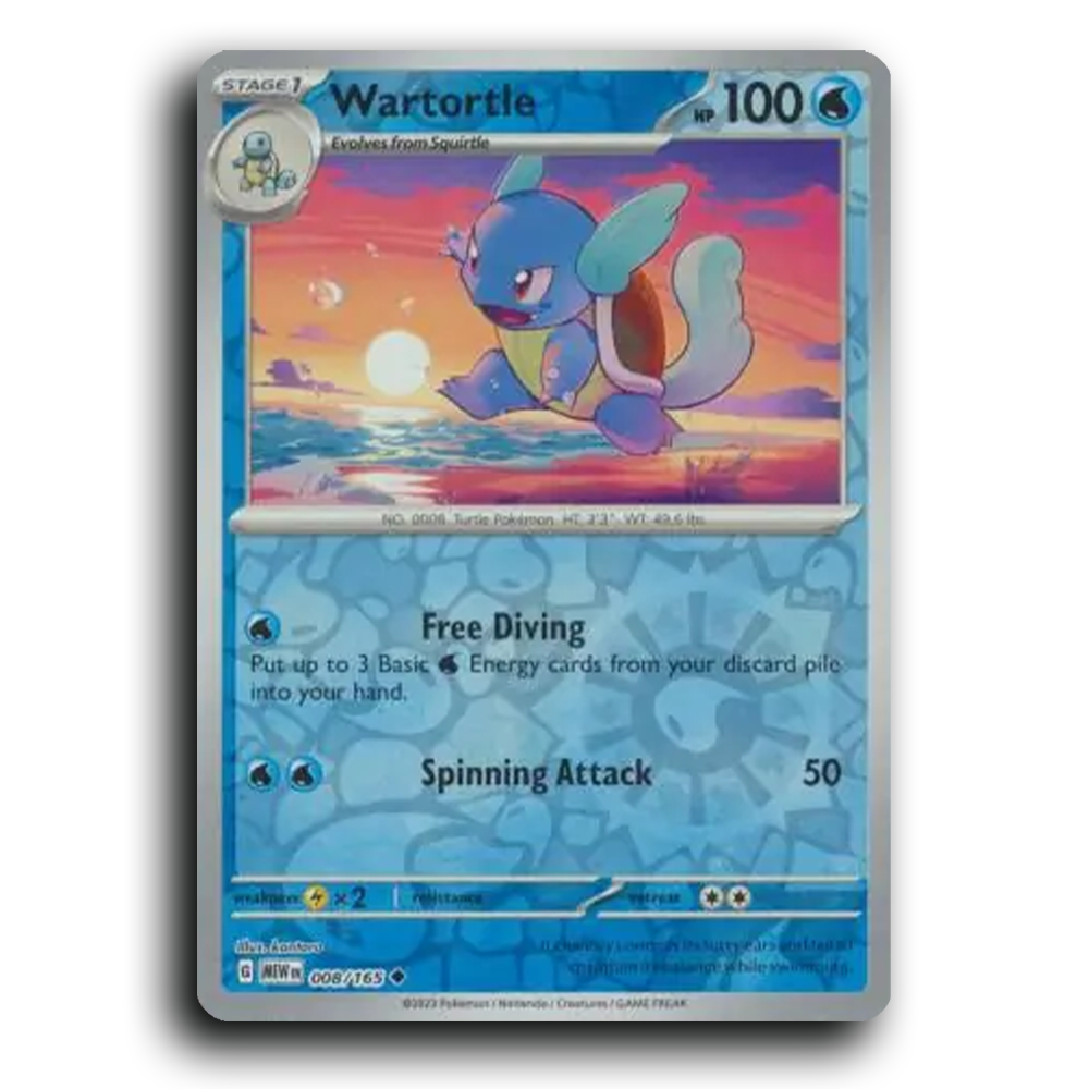 Wartortle 008/165 151 Uncommon Pokemon Card TCG Reverse Holo
