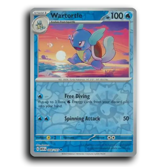 Wartortle 008/165 151 Uncommon Pokemon Card TCG Reverse Holo