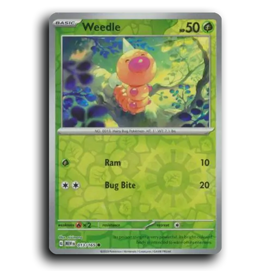 Weedle 013/165 151 Common Pokemon Card TCG Reverse Holo