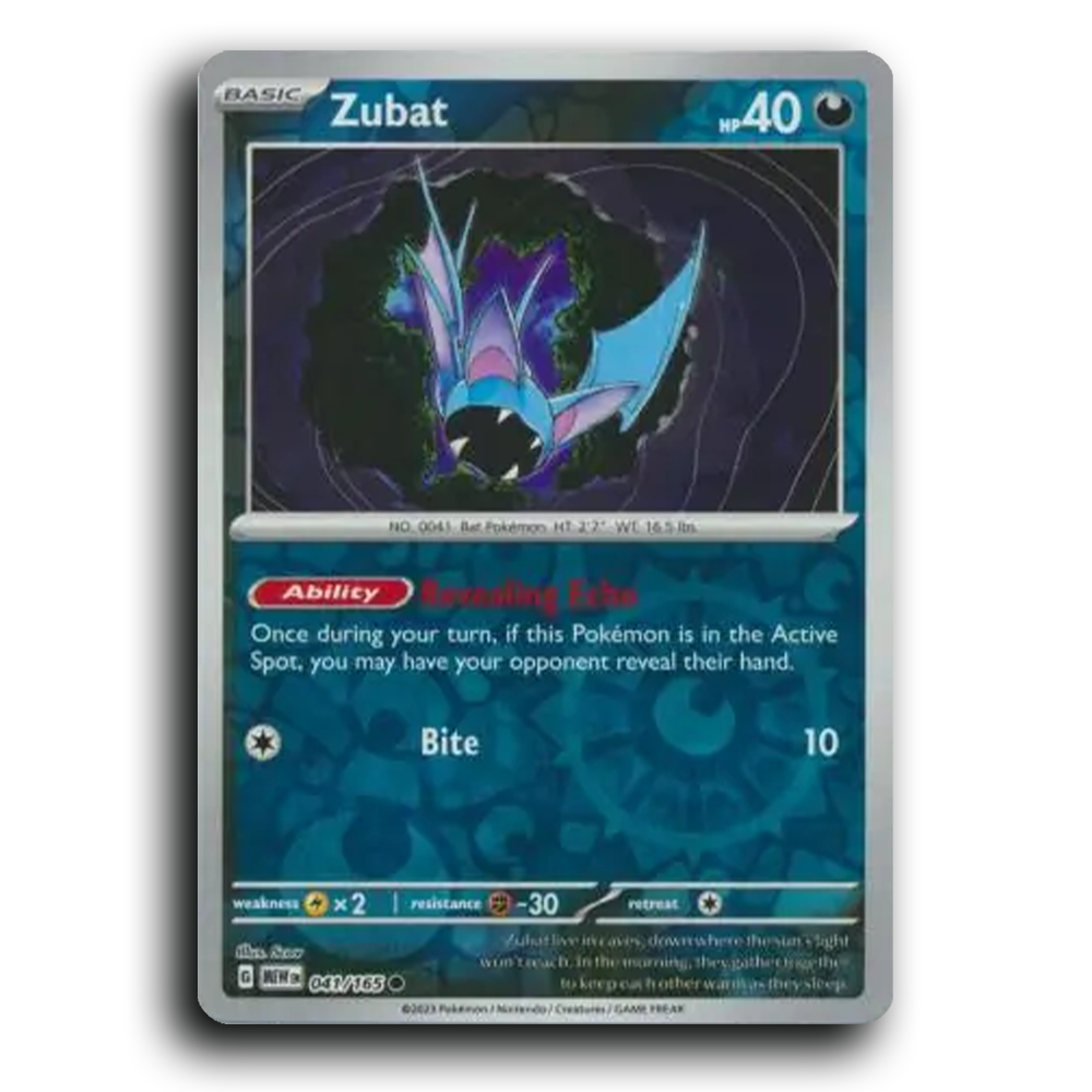 Zubat 041/165 151 Common Pokemon Card TCG Reverse Holo