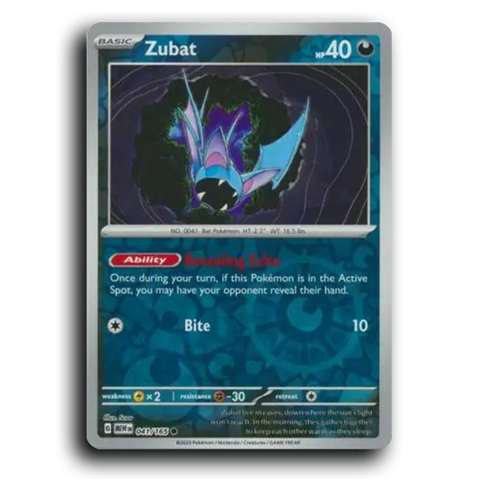 Zubat 041/165 151 Common Pokemon Card TCG Reverse Holo