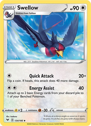 Swellow 134/185 [SWSH04: Vivid Voltage]
