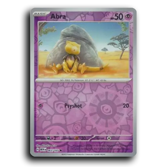 Abra 063/165 151 Common Pokemon Card TCG Reverse Holo
