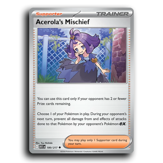 Acerola's Mischief 180/217 Ascended Heroes Uncommon Pokemon Card TCG Near Mint NM