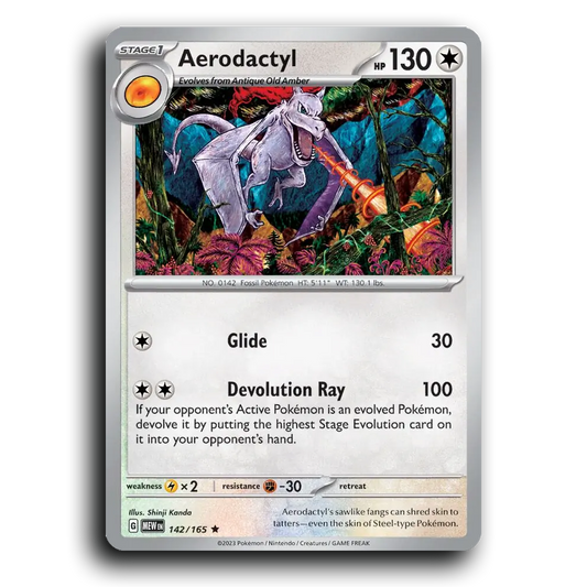 Aerodactyl 142/165 151 Rare Pokemon Card TCG Near Mint NM Holofoil