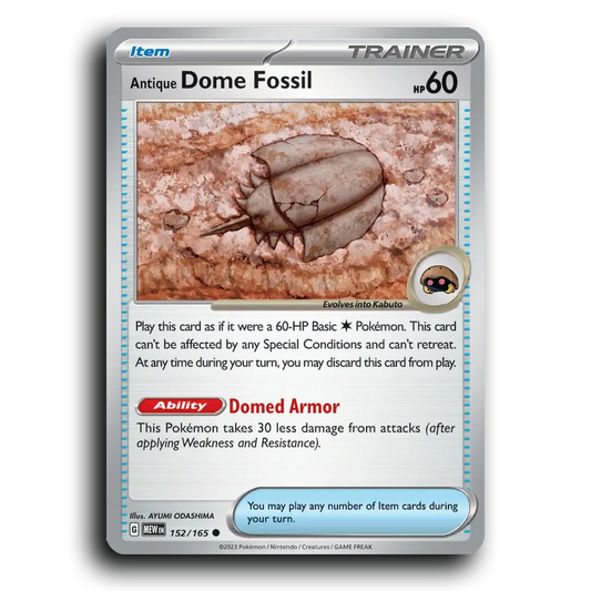 Antique Dome Fossil 152/165 151 Common Pokemon Card TCG Near Mint NM