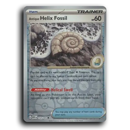 Antique Helix Fossil 153/165 151 Common Pokemon Card TCG Near Mint NM Reverse Holo