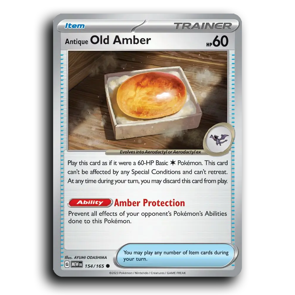 Antique Old Amber 154/165 151 Common Pokemon Card TCG Near Mint NM