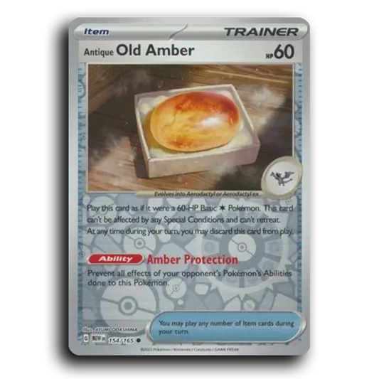 Antique Old Amber 154/165 151 Common Pokemon Card TCG Near Mint NM Reverse Holo