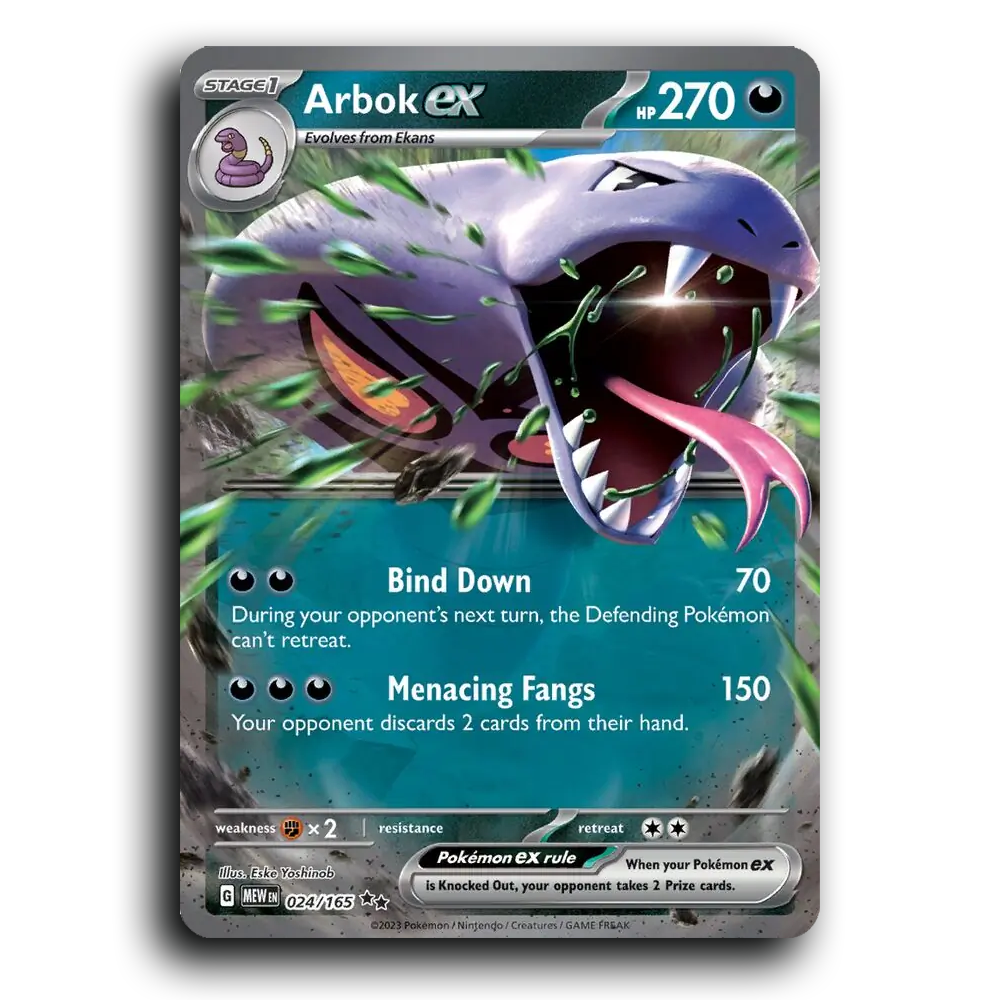 Arbok ex 024/165 151 Double Rare Pokemon Card TCG Holofoil