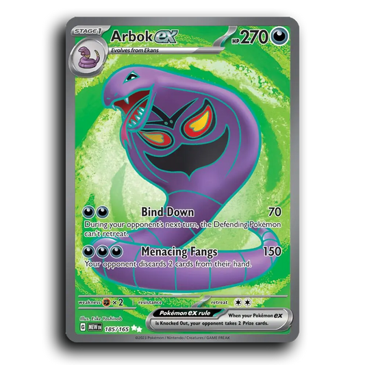 Arbok ex 185/165 151 Ultra Rare Pokemon Card TCG Near Mint NM Holofoil