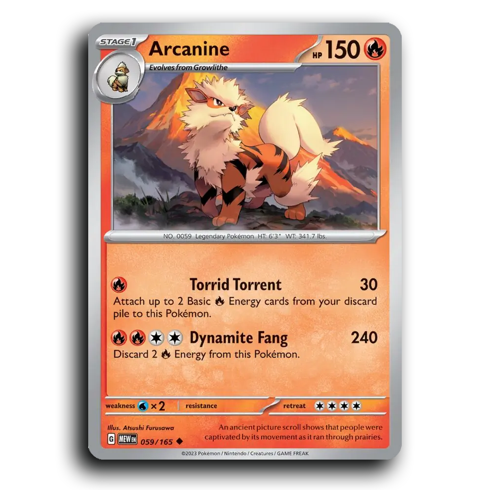 Arcanine 059/165 151 Uncommon Pokemon Card TCG