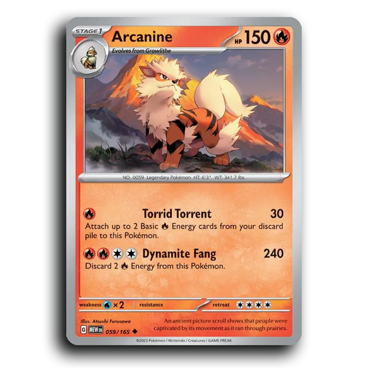 Arcanine 059/165 151 Uncommon Pokemon Card TCG