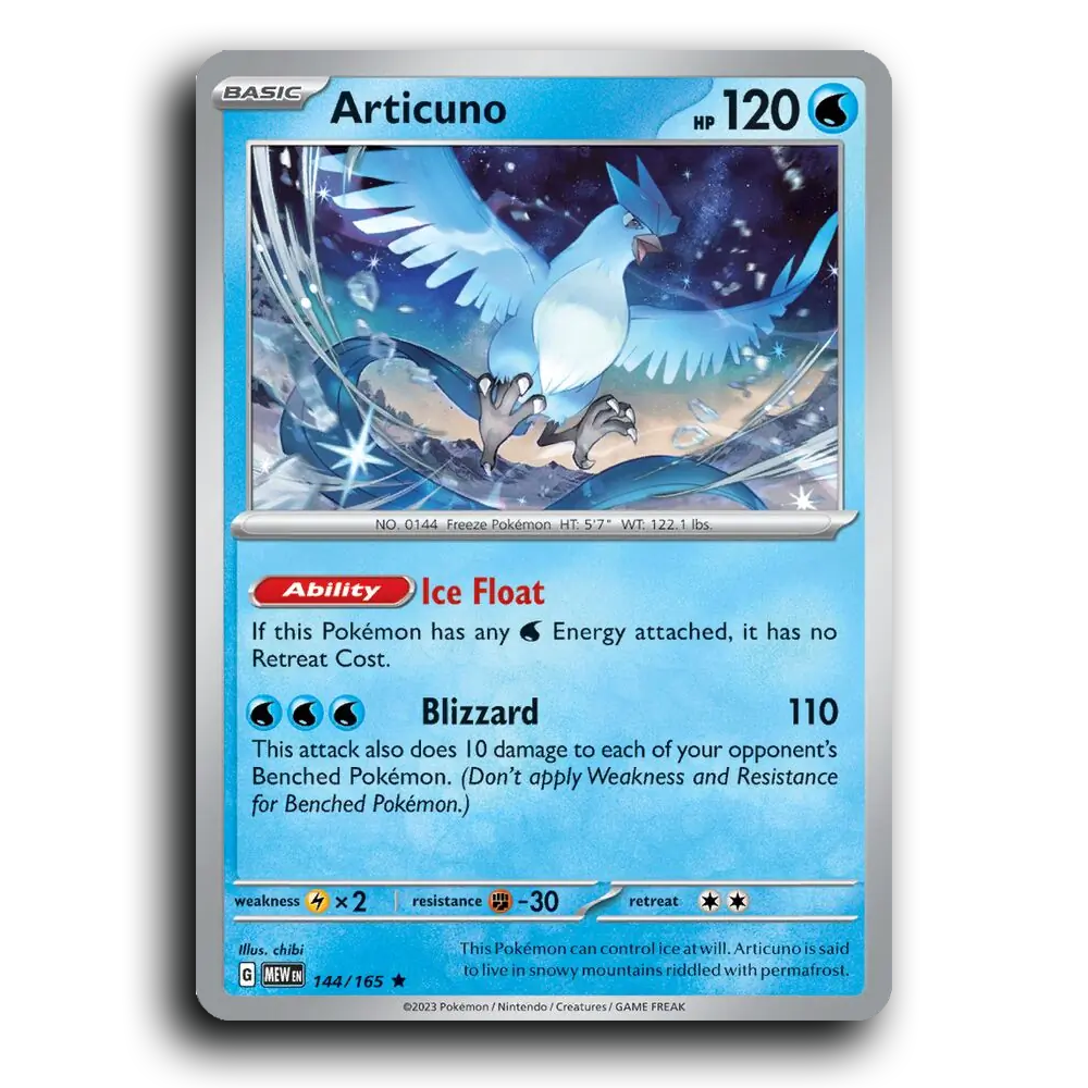 Articuno 144/165 151 Rare Pokemon Card TCG Near Mint NM Holofoil