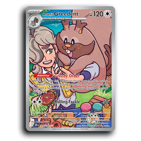 Arven's Greedent 205/182 Destined Rivals Illustration Rare Pokemon Card TCG Holofoil
