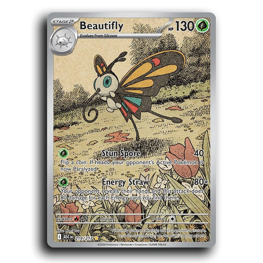 Beautifly 219/217 Ascended Heroes Illustration Rare Pokemon Card TCG Near Mint NM Holofoil