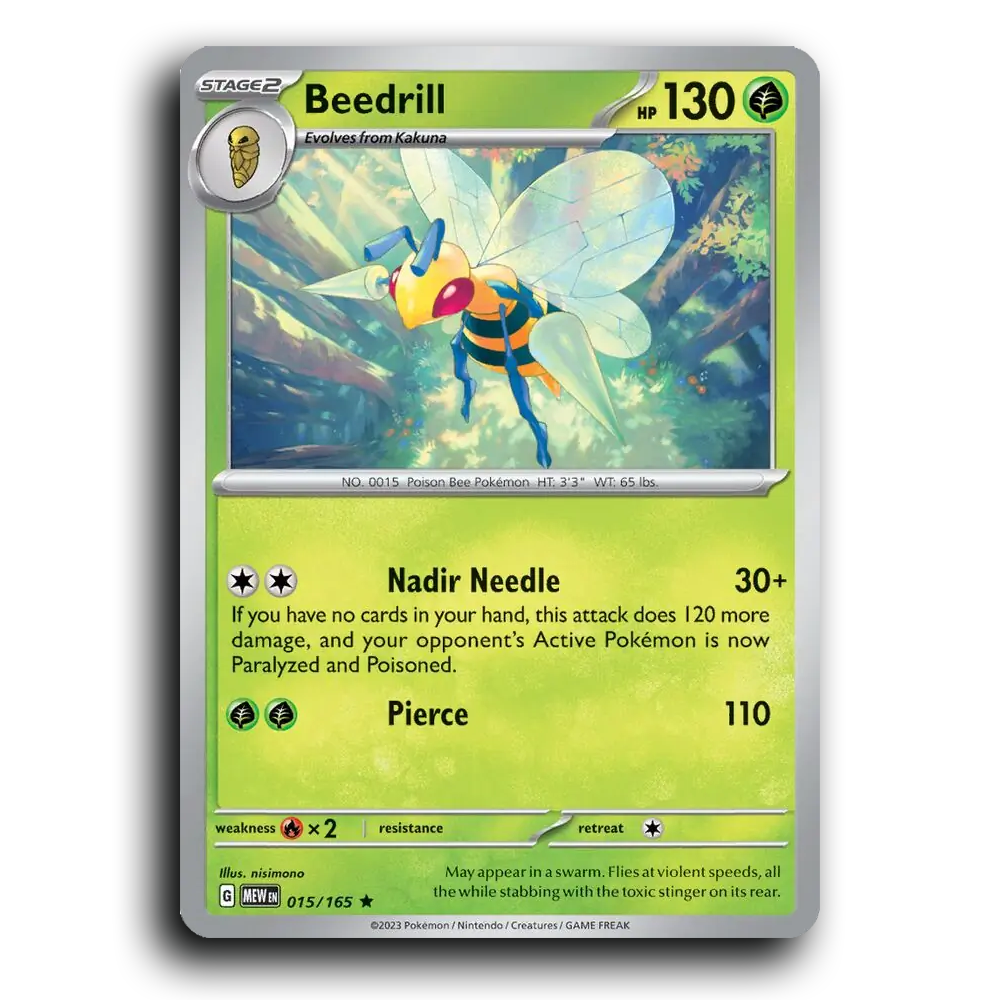 Beedrill 015/165 151 Rare Pokemon Card TCG