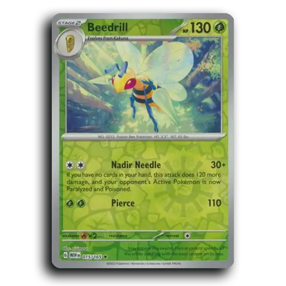 Beedrill 015/165 151 Rare Pokemon Card TCG Reverse Holo