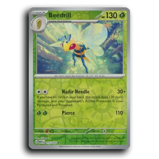 Beedrill 015/165 151 Rare Pokemon Card TCG Reverse Holo