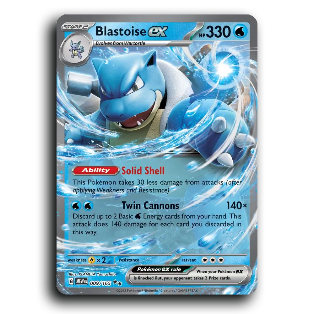 Blastoise ex 009/165 151 Double Rare Pokemon Card TCG Holofoil