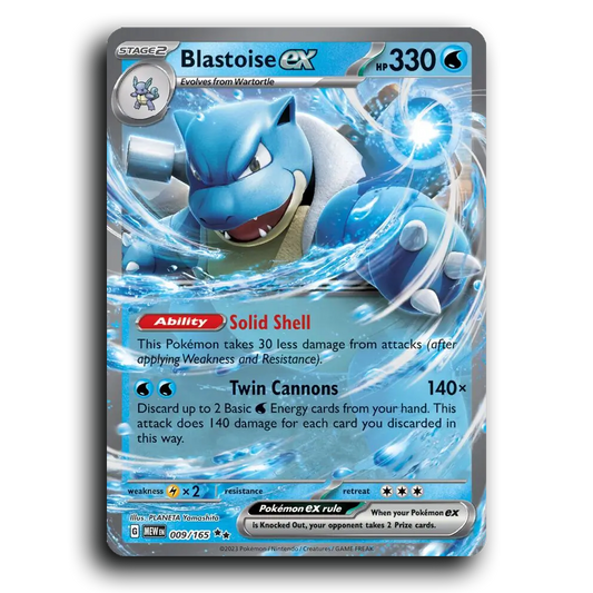 Blastoise ex 009/165 151 Double Rare Pokemon Card TCG Holofoil