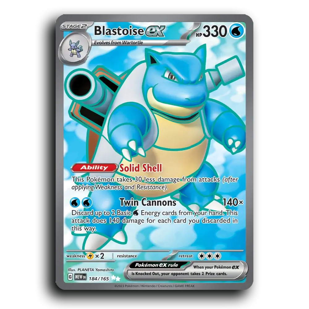 Blastoise ex 184/165 151 Ultra Rare Pokemon Card TCG Near Mint NM Holofoil