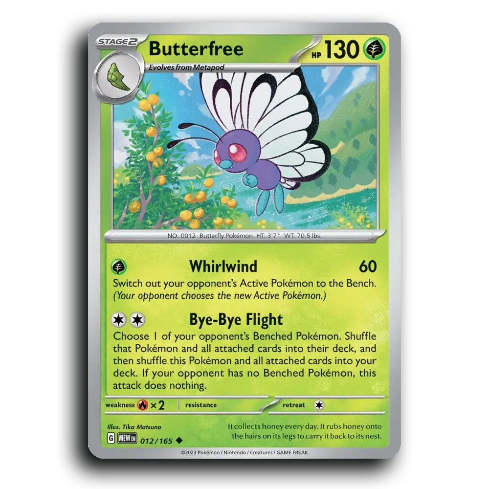 Butterfree 012/165 151 Uncommon Pokemon Card TCG