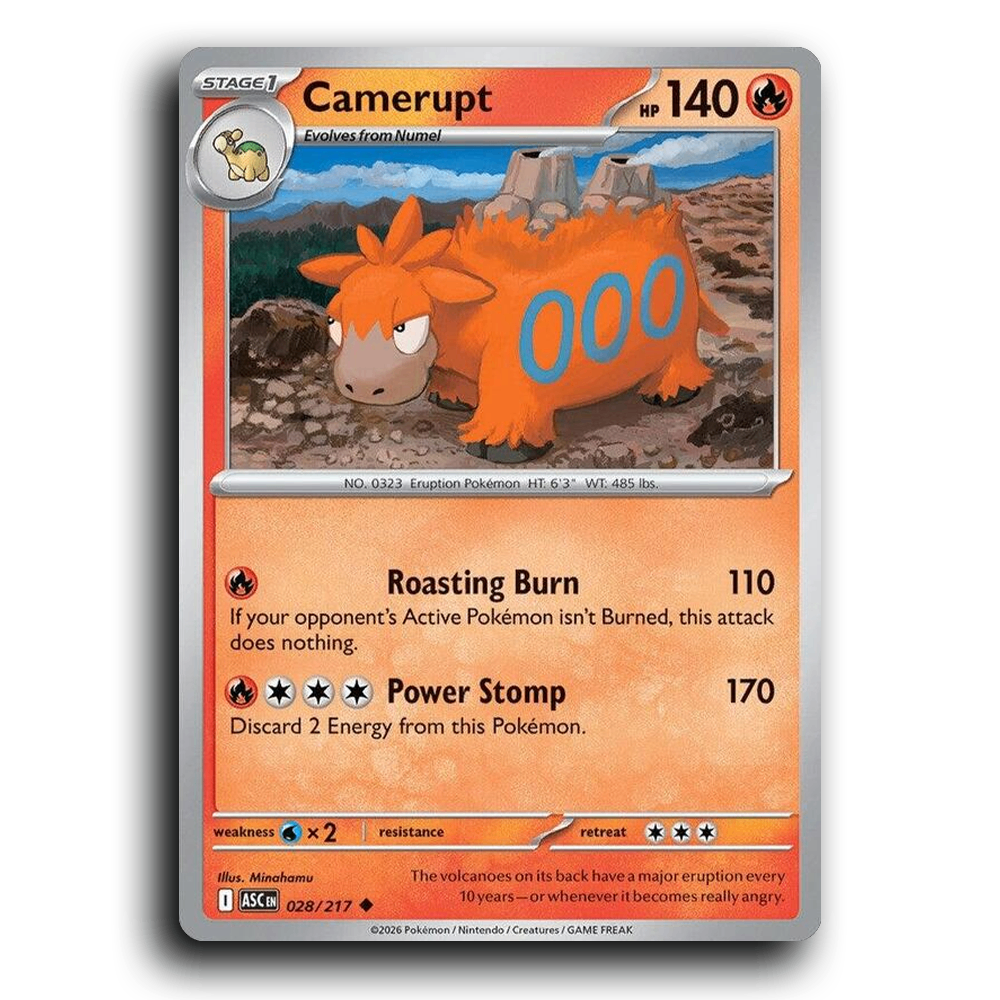 Camerupt 028/217 Ascended Heroes Uncommon Pokemon Card TCG Near Mint NM