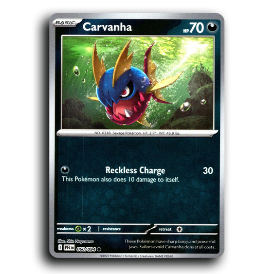 Carvanha (060/094) [Phantasmal Flames] Common Pokemon Card TCG Near Mint NM Reverse Holo
